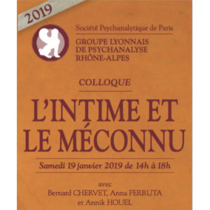 GLPRA Colloque L'intime et le méconnu 2019