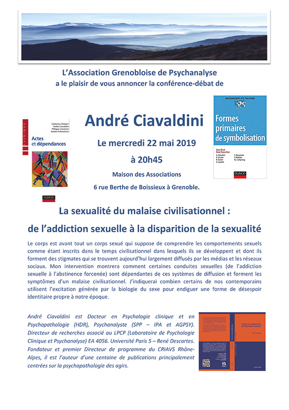 André CIAVALDINI sur le thème : La sexualité du malaise civilisationnel : de l’addiction sexuelle à la disparition de la sexualité