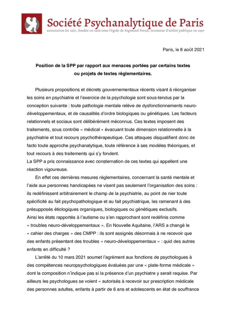 thumbnail of Position de la SPP