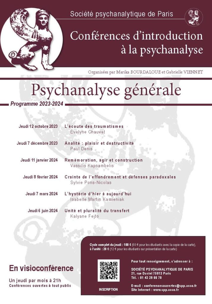 Conférences d'introduction à la psychanalyse 20232024 Société